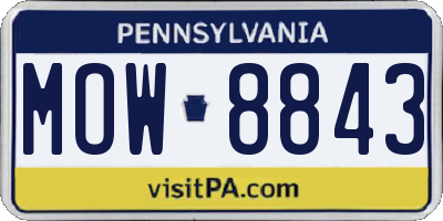 PA license plate MOW8843