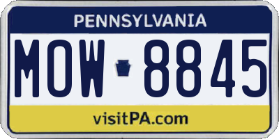 PA license plate MOW8845