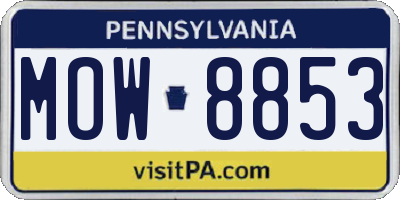 PA license plate MOW8853