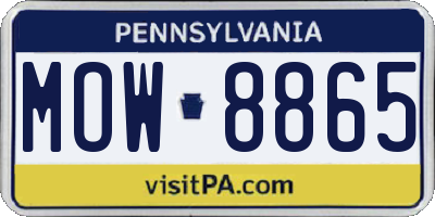 PA license plate MOW8865