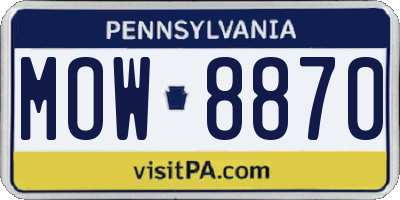 PA license plate MOW8870