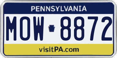 PA license plate MOW8872
