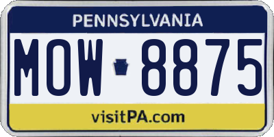 PA license plate MOW8875