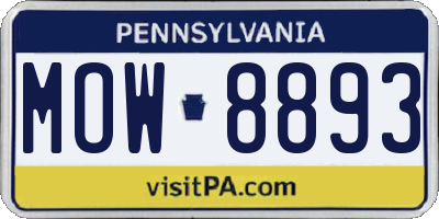 PA license plate MOW8893