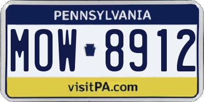 PA license plate MOW8912