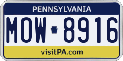 PA license plate MOW8916