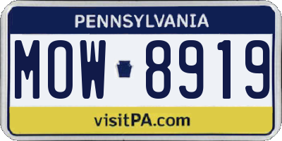 PA license plate MOW8919