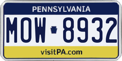 PA license plate MOW8932