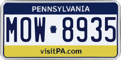 PA license plate MOW8935