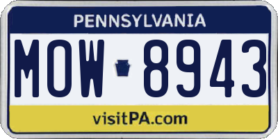 PA license plate MOW8943