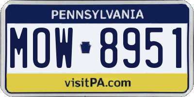 PA license plate MOW8951