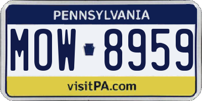 PA license plate MOW8959