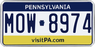 PA license plate MOW8974