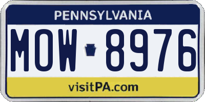 PA license plate MOW8976