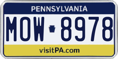PA license plate MOW8978