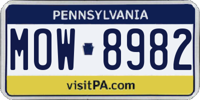 PA license plate MOW8982