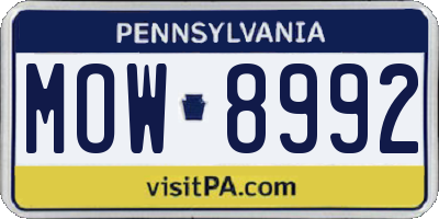 PA license plate MOW8992