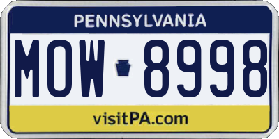 PA license plate MOW8998