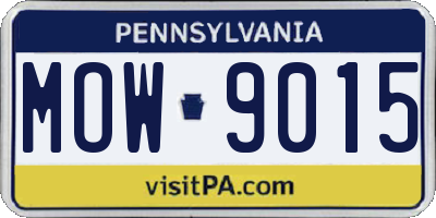 PA license plate MOW9015