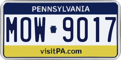 PA license plate MOW9017