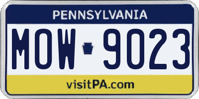 PA license plate MOW9023