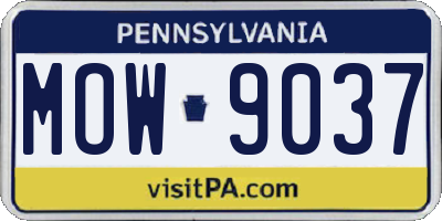 PA license plate MOW9037