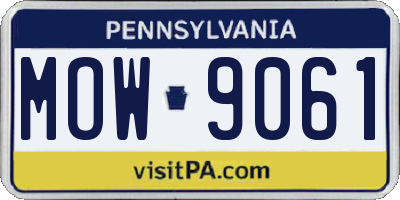 PA license plate MOW9061