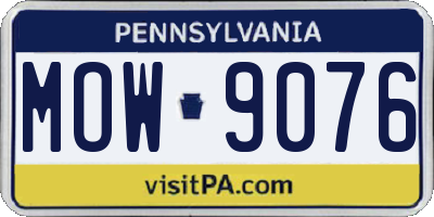 PA license plate MOW9076