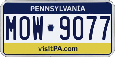PA license plate MOW9077