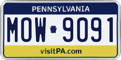 PA license plate MOW9091