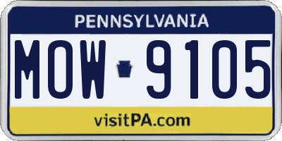 PA license plate MOW9105