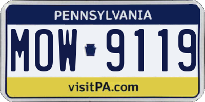 PA license plate MOW9119