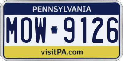 PA license plate MOW9126
