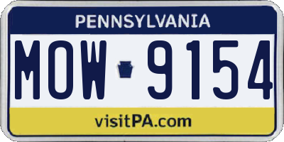PA license plate MOW9154