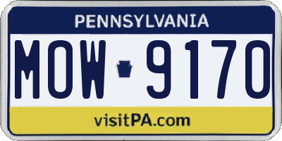 PA license plate MOW9170