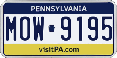PA license plate MOW9195