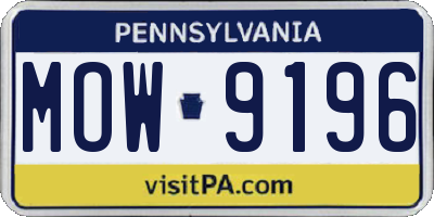 PA license plate MOW9196