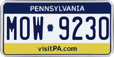 PA license plate MOW9230