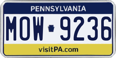 PA license plate MOW9236