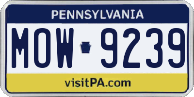 PA license plate MOW9239