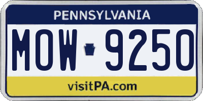 PA license plate MOW9250