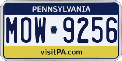 PA license plate MOW9256