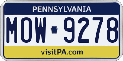 PA license plate MOW9278