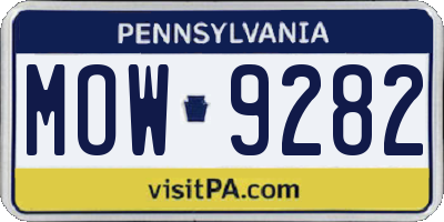 PA license plate MOW9282