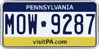 PA license plate MOW9287