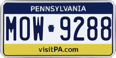 PA license plate MOW9288