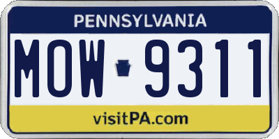 PA license plate MOW9311