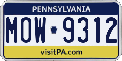 PA license plate MOW9312