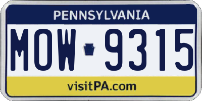 PA license plate MOW9315