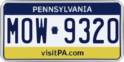 PA license plate MOW9320